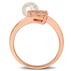 6-6.5mm Cultured Freshwater Pearl and 3/4 CT TGW Pear-Cut Morganite 2-Stone Ring in 10k Rose Gold (7)