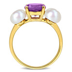 1 1/2ct TGW Amethyst and 6-6.5mm Cultured Freshwater Pearl Ring in 10k Yellow Gold (7)