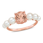 1 1/6ct TGW Morganite and 3-4.5mm Cultured Freshwater Pearl Ring in 10k Rose Gold (7)