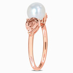 7-7.5mm Cultured Freshwater Pearl and 1 1/2ct TGW Morganite Promise Ring in 14k Rose Gold (7)