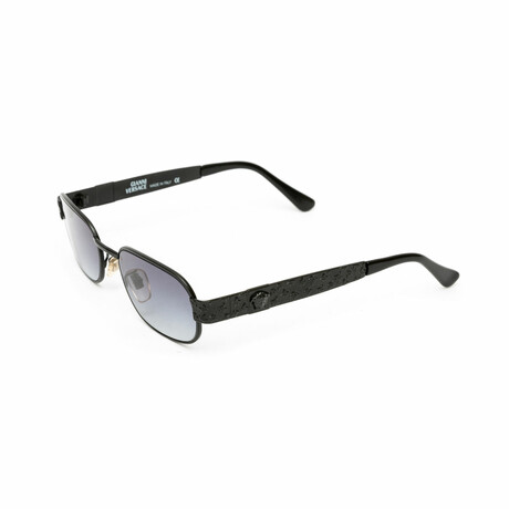 Unisex // Gianni Versace Matte Black Medusa Rectangular Sunglasses // Black + Gradient Gray