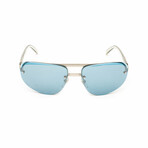 Unisex // Gianni Versace Rimless Aviator Sunglasses // Teal + Teal Mirror