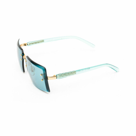 Unisex // Gianni Versace Unisex Rimless Square Sunglasses // Teal + Teal Mirror