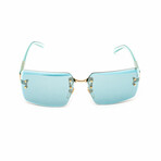 Unisex // Gianni Versace Unisex Rimless Square Sunglasses // Teal + Teal Mirror