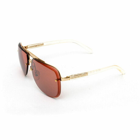 Unisex // Gianni Versace Rimless Aviator Sunglasses // Orange + Orange Mirror