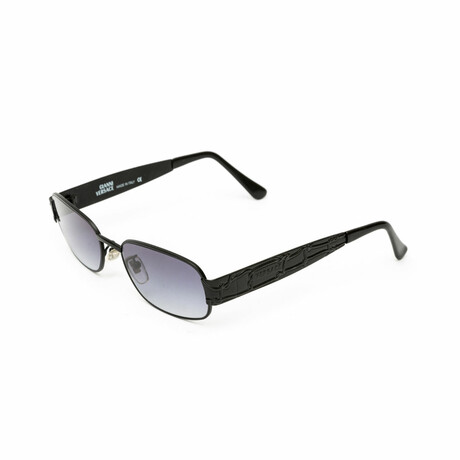 Unisex // Gianni Versace Matte Black Rectangular Unisex Sunglasses // Black + Gradient Gray