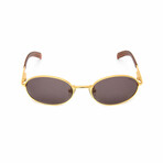 Unisex // Perfact Gold Oval Unisex Sunglasses // Gold + Brown