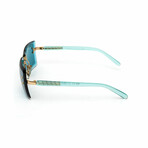 Unisex // Gianni Versace Unisex Rimless Square Sunglasses // Teal + Teal Mirror