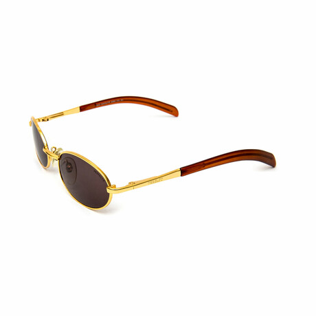 Unisex // Perfact Gold Oval Unisex Sunglasses // Gold + Brown