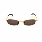 Unisex // Perfact Gold Rectangular Unisex Sunglasses // Gold + Brown