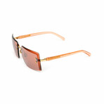 Unisex // Gianni Versace Unisex Rimless Square Sunglasses // Orange + Orange Mirror