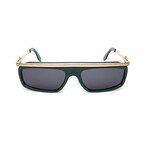 Unisex // Cesar Paciotti Flat Top Gold & Teal Sunglasses // Gold, Teal + Gray