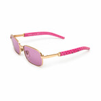 Women's // Gianni Versace Gold & Pink Leather Sunglasses // Gold, Pink + Pink