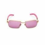 Women's // Gianni Versace Gold & Pink Leather Sunglasses // Gold, Pink + Pink