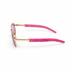 Women's // Gianni Versace Gold & Pink Leather Sunglasses // Gold, Pink + Pink