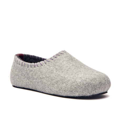 Yew Wool Slipper // Light Gray + Purple (Euro: 35)