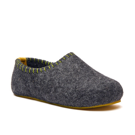 Yew Wool Slipper // Dark Grey + Yellow (Euro: 35)