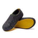 Yew Wool Slipper // Dark Grey + Yellow (Euro: 36)