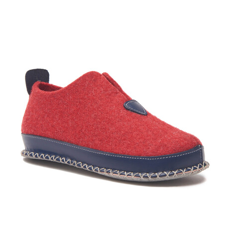 Ivy Wool Slipper // Navy + Red (Euro: 35)