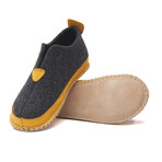 Ivy Wool Slipper // Dark Gray + Yellow (Euro: 42)