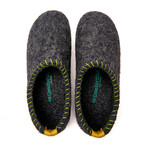 Yew Wool Slipper // Dark Grey + Yellow (Euro: 39)