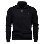 Quarter Zip Pocket Detail Sweatshirt // Black (L)