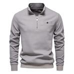 Quarter Zip Pocket Detail Sweatshirt // Gray (S)