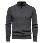 Striped Quarter Zip Pullover // Dark Gray (XL)