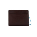 Piquadro Bag Blue Square Clutches // Brown