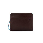 Piquadro Bag Blue Square Clutches // Brown