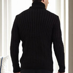 Cableknit Turtleneck Sweater // Black (S)