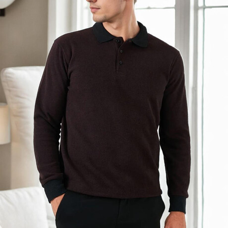 Contrast Polo Sweater // Burgundy (M)