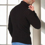 Striped Turtleneck Sweater // Black (M)