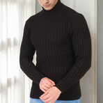 Striped Turtleneck Sweater // Black (M)