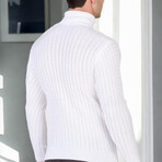 Striped Turtleneck Sweater // White (M)