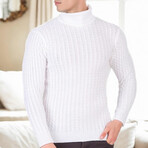 Striped Turtleneck Sweater // White (M)