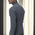 Striped Turtleneck Sweater // Dark Gray (M)