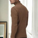 Striped Turtleneck Sweater // Cinnamon (M)