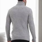 Cableknit Turtleneck Sweater // Gray (S)