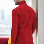 Striped Turtleneck Sweater // Red (M)