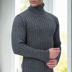 Striped Turtleneck Sweater // Dark Gray (M)