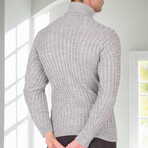 Striped Turtleneck Sweater // Light Gray (M)