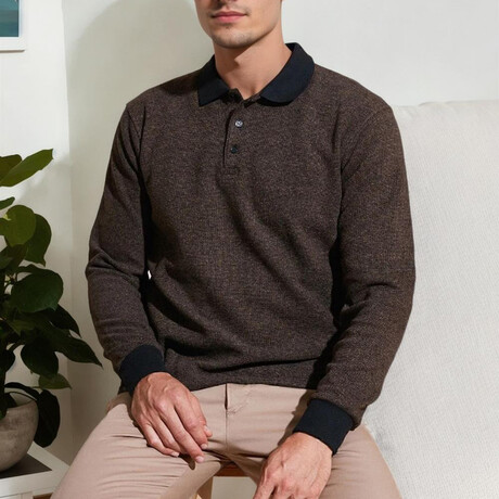 Contrast Polo Sweater // Camel (M)