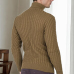 Striped Turtleneck Sweater // Khaki (M)