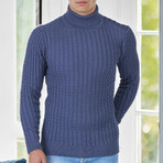 Striped Turtleneck Sweater // Indigo (M)