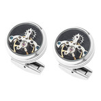 Thomas Earnshaw Stainless Steel Cufflinks // Silver + Black // ES-001-C1