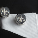 Thomas Earnshaw Stainless Steel Cufflinks // Silver + Black // ES-001-C1