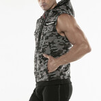 Cargo Sleeveless Hoody // Camo Grey (L)