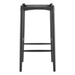 Evelina Bar Stool without Backrest with Black Frame and Rush Seat // Set of 1