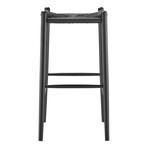 Evelina Bar Stool without Backrest with Black Frame and Rush Seat // Set of 1